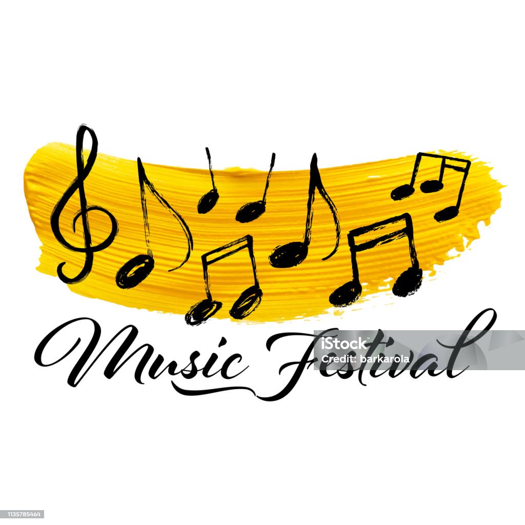 Conception de bannière de vecteur de Festival de musique sur un fond blanc - clipart vectoriel de Note de musique libre de droits