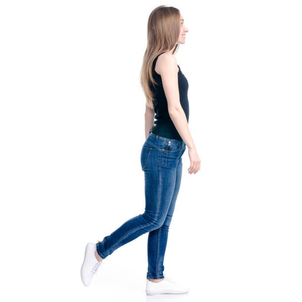 istock Woman in jeans walking goes 1135788841