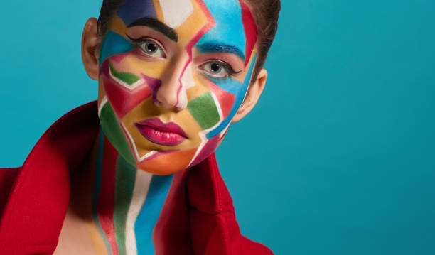istock Face of model with artisctic pop art make up. 1135789182