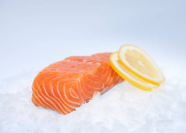 Norwegian salmon with lemon stock photo