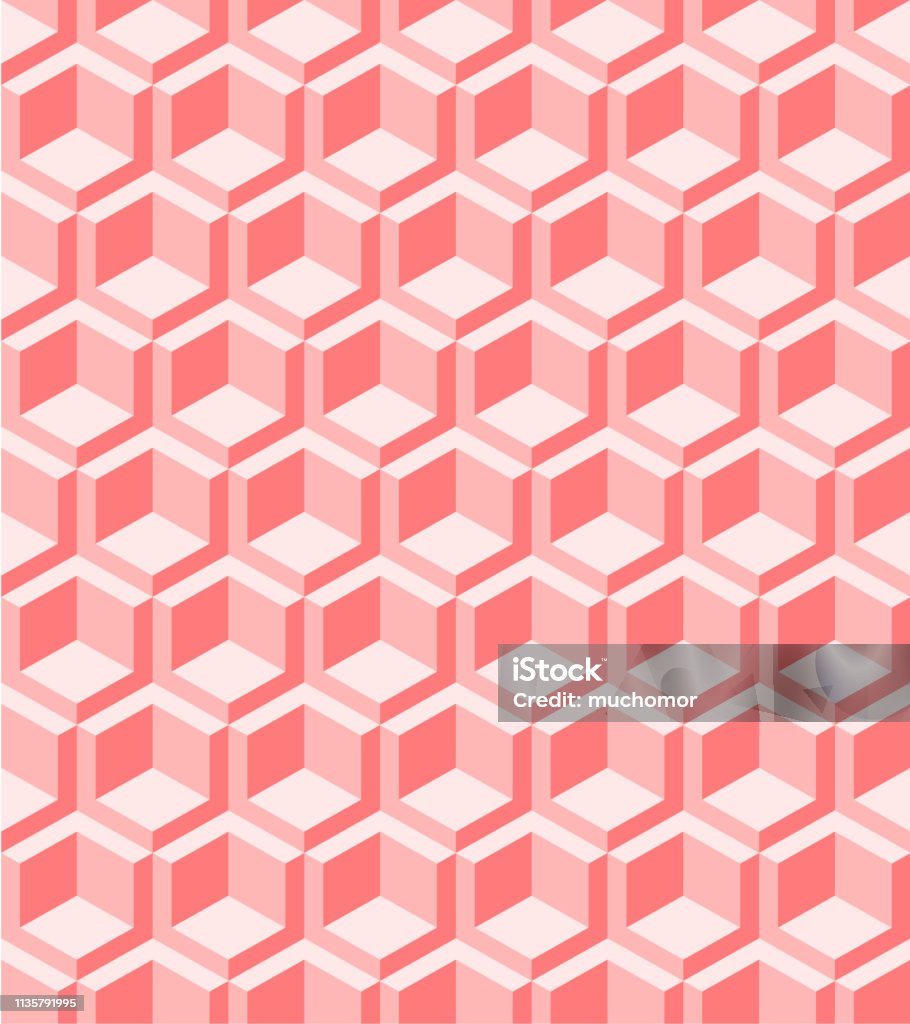 Pattern Pink Cubic Pattern Pink Pattern Cube Background In Coral Color Stock Illustration ...