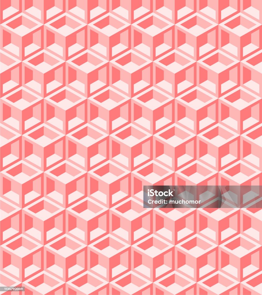 Pattern Pink Cubic Pattern Pink Pattern Cube Background In Coral Color Stock Illustration ...