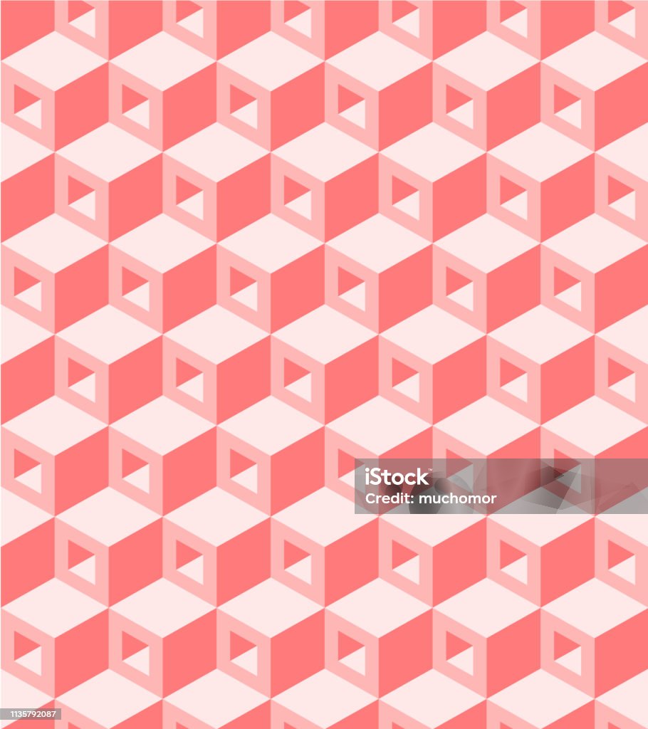 Pattern Pink Cubic Pattern Pink Pattern Cube Background In Coral Color Stock Illustration ...