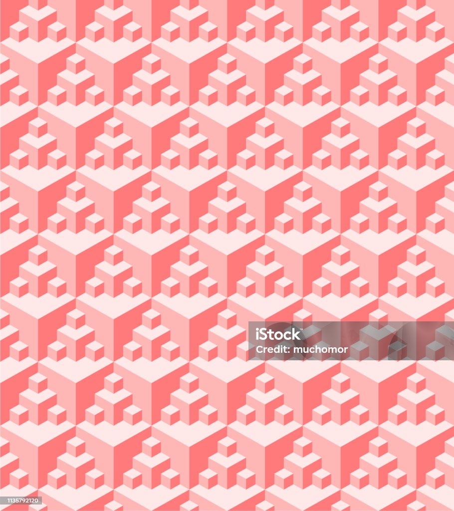 Pattern Pink Cubic Pattern Pink Pattern Cube Background In Coral Color Stock Illustration ...