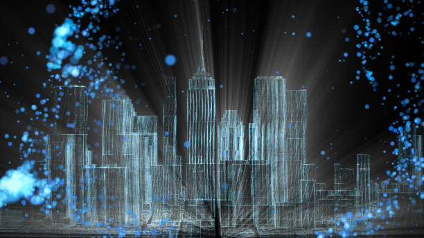 istock Modern buildings, abstract city network connection 1135792235