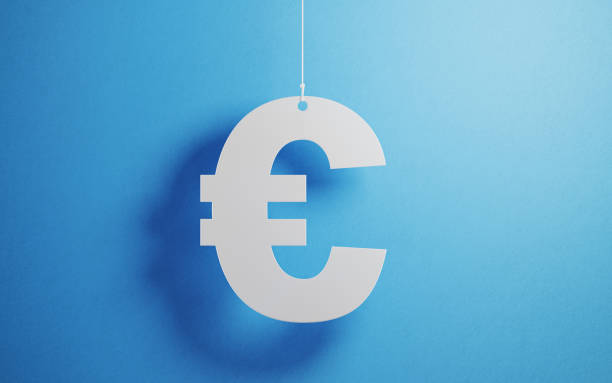 istock Currency Concept - White Euro Currency Symbol  With String Over Blue Background 1135793644