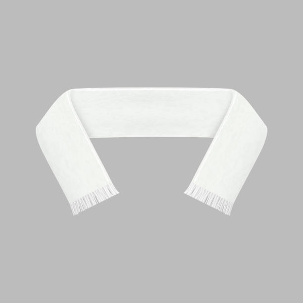 ilustrações, clipart, desenhos animados e ícones de realista detalhado 3d futebol branco lenço de ventilador em branco. vetor - scarf