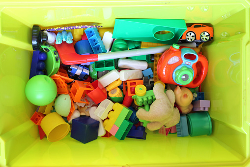 green box with children's toys