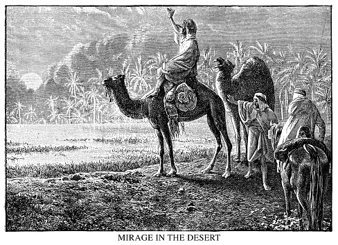 Mirage in the desert - Scanned 1890 Engraving