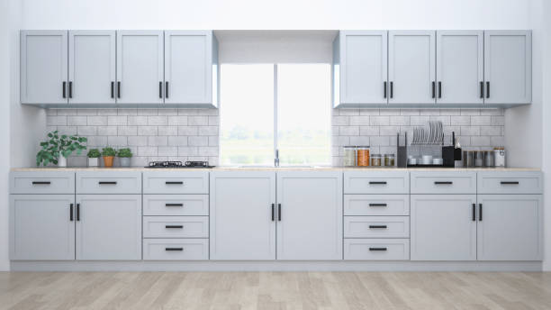 istock Modern kitchen interior with furniture.3d rendering 1135798079