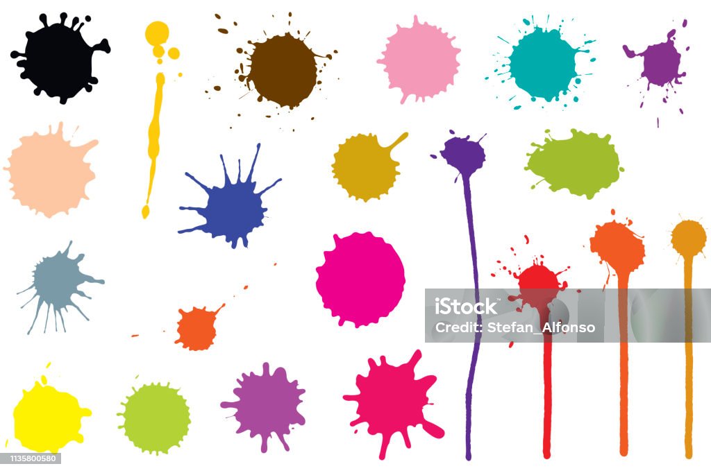 Vector set of ink blobs. Color splatter isolated on white background - Royalty-free Tinta - Equipamento de Arte e Artesanato arte vetorial