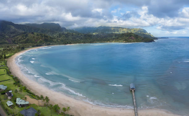 istock Hawaiian city scape with mountains 1135800775