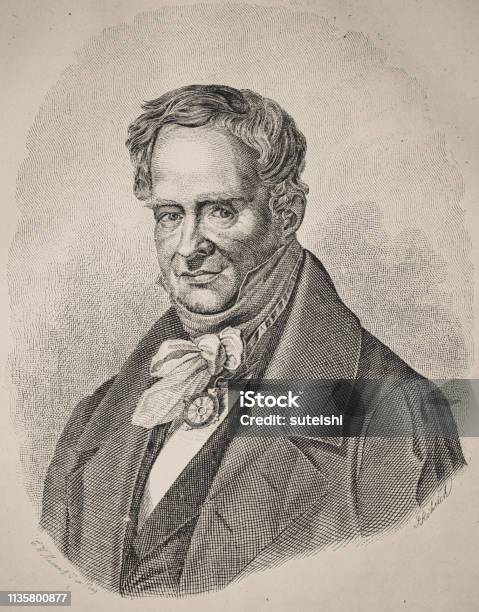 Alexander Von Humboldt Illustration From 1848 Stock Illustration - Download Image Now - Chemistry, Retro Style, 1840-1849