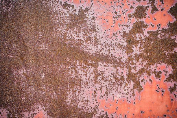 grunge rostiger metallischer textur-hintergrund - peeling paint abandoned old stock-fotos und bilder