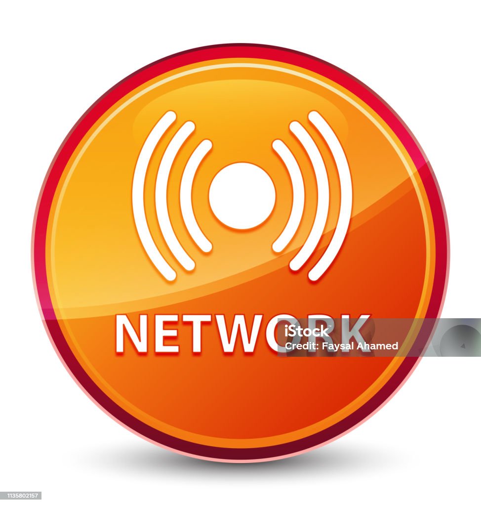 Network Button Icon Network Special Glassy Orange Round Button Stock Illustration ...