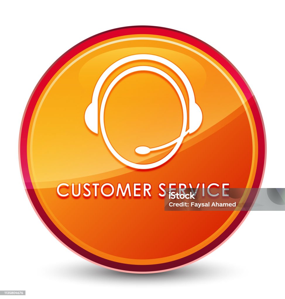 Button. Customer Customer Service Special Glassy Orange Round Button Stock Illustration ...