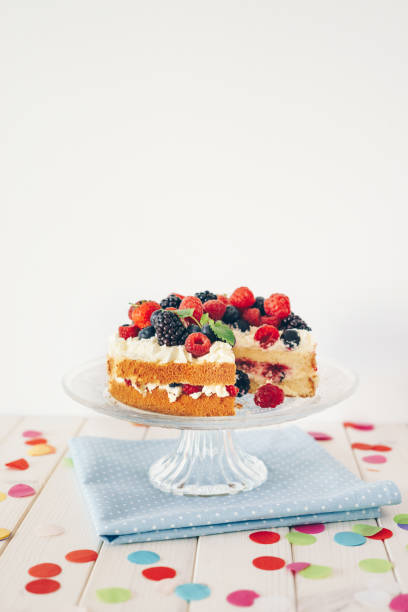 istock Berry cake with colourful confetti 1135804947