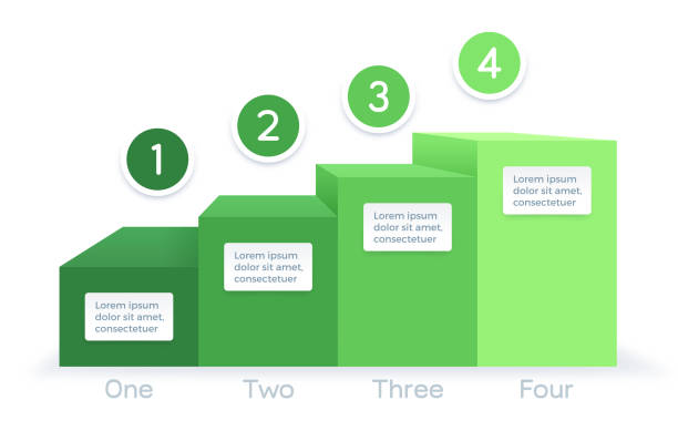 illustrations, cliparts, dessins animés et icônes de infographie du processus de croissance graphique à barres - growth graph chart three dimensional shape