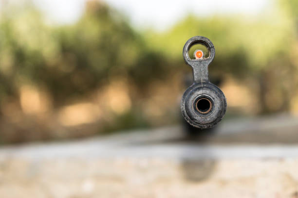una puntería automática del arma del riffle - target shooting gun handgun shooting fotografías e imágenes de stock