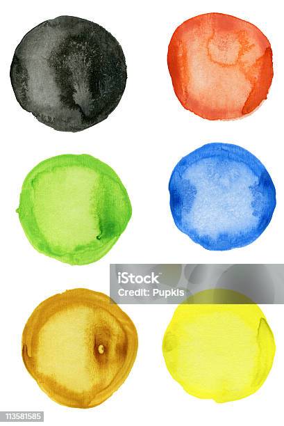 Photo libre de droit de Ensemble De Blobs De Watercolor banque d'images et plus d'images libres de droit de Aquarelle - Aquarelle, Blanc, Bleu