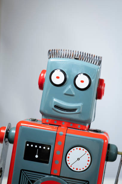 istock Close up of a toy robots face 1135816580