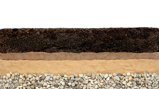 Cross section soil layers.