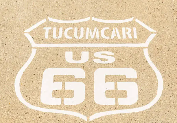 Tucumcari New Mexico road sign following along historic route 66