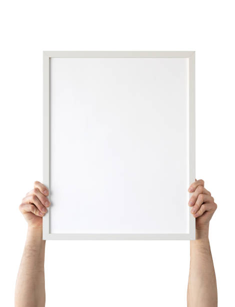 istock Holding frame mockup. Photo Mockup. Man hands hold frame. For frames and posters design. Frame size 16x20 (40x50cm). 1135827014