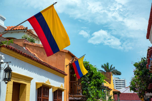 istock Colombian Flags in Cartagena 1135827209