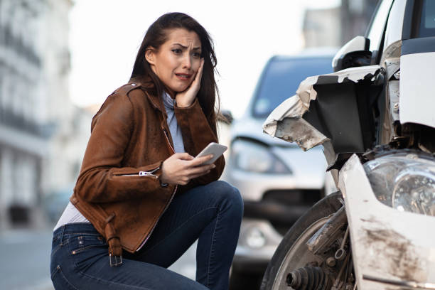 istock Oh God, my car is completely crushed! 1135828338