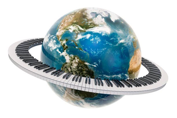 colina perturbación cura Earth Globe Con Teclado De Piano Alrededor Concepto De Música Renderizado  3d Aislado Sobre Fondo Blanco Foto de stock y más banco de imágenes de Piano  - iStock