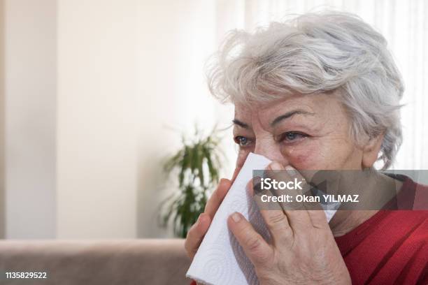 Sick At Home Stock Photo - Download Image Now - 60-69 Years, Adult, Adults Only