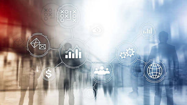 istock Business process automation concept on blurred background. 1135832515