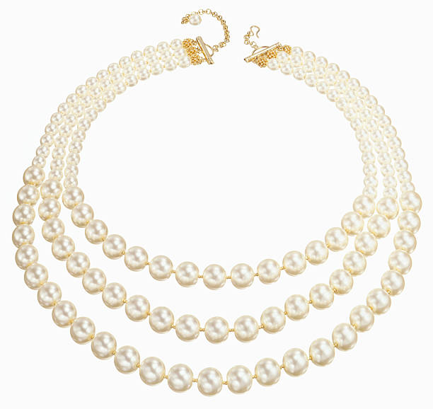 string of pearls cut out on white  necklace stock pictures, royalty-free photos & images