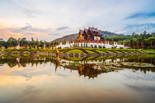istock Temple in Chang Mai at sunset, Thailand 1135835377