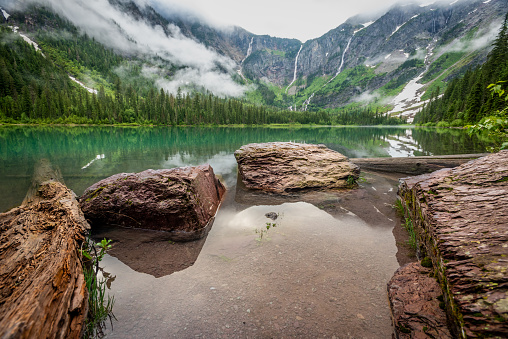 Rocks At The Edge of Avalanche Lake in Glacier National Park