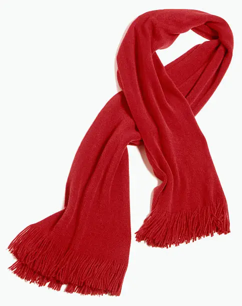 Photo of red scarf cut out on white