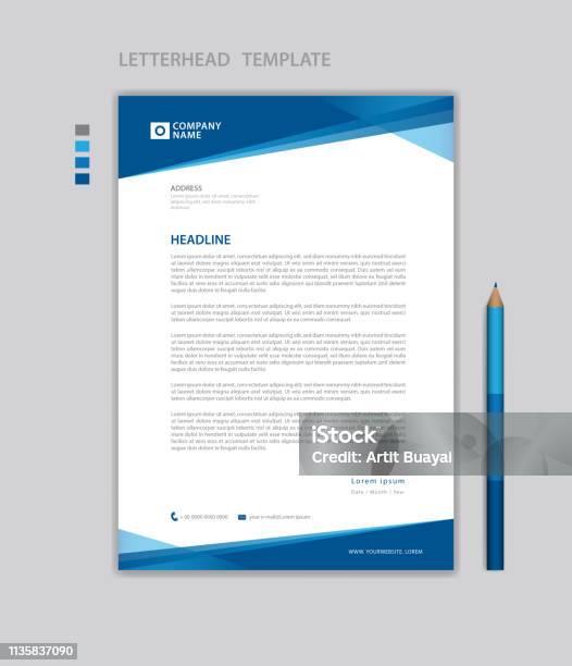Letterhead Template Vector Minimalist Style Printing Design Business Advertisement Layout Blue Concept Background Stock Illustration - Download Image Now