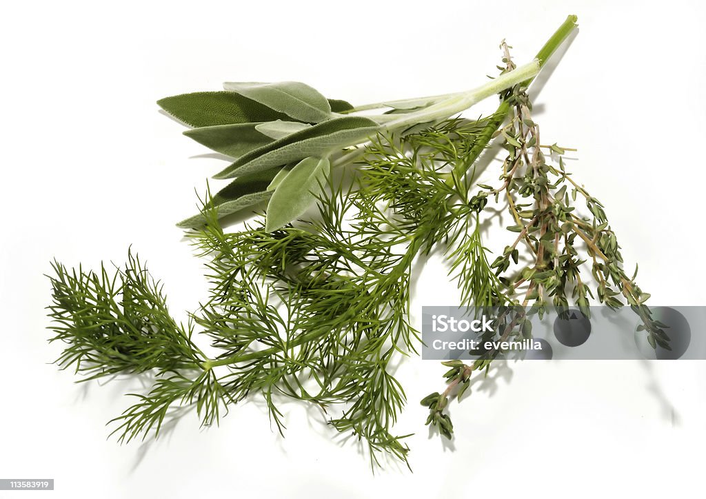 Ervas frescas cortadas em branco - Foto de stock de Erva royalty-free