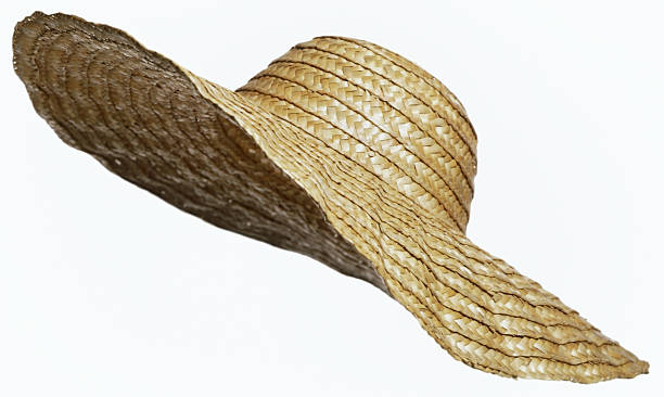 sombrero de paja abertura sobre blanco - sombrero de paja fotografías e imágenes de stock