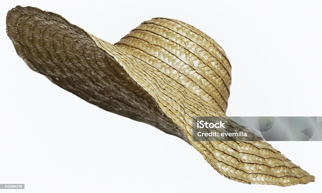 straw hat cut out on white  Straw Hat Stock Photo