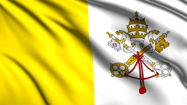 istock Flag of Vatican City with fabric structure in the wind 1135844100