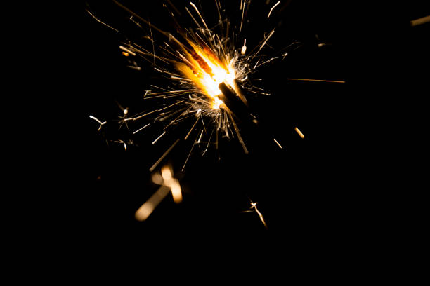 istock Burning sparkle in pitch black surrounding 1135855040