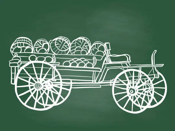 Vector illustration of Fruit Cart Chalkboard