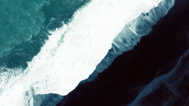 istock Aerial view on black sand beach 1135855184