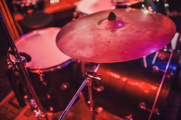 istock Drum kit on stage in the spotlight color. 1135855503