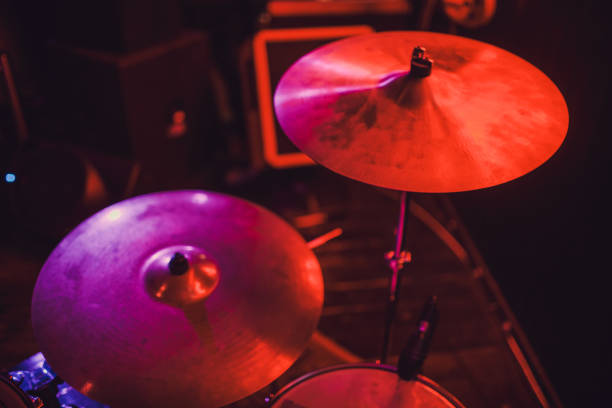 istock Drum kit on stage in the spotlight color. 1135855512