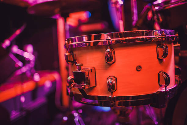 istock Drum kit on stage in the spotlight color. 1135855515