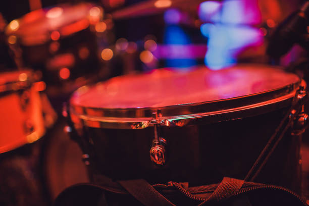 istock Drum kit on stage in the spotlight color. 1135855518
