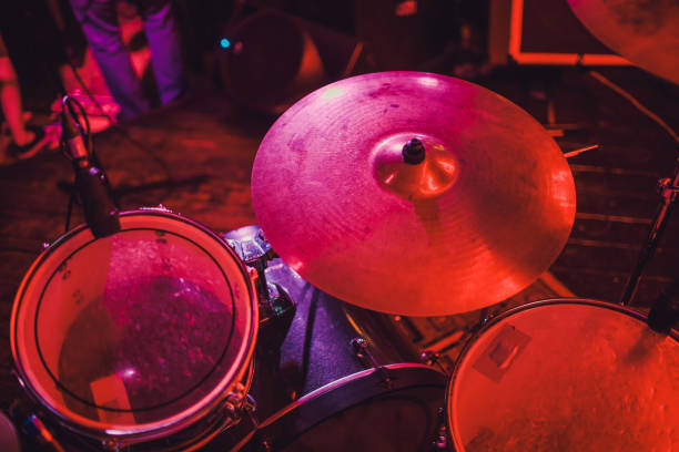 istock Drum kit on stage in the spotlight color. 1135855521